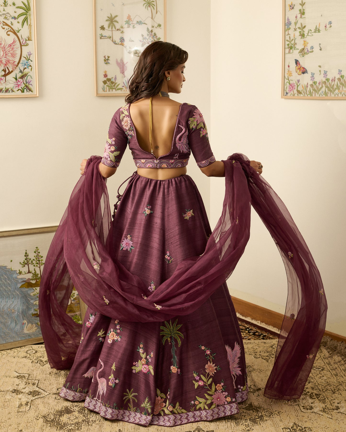Winterline Stork Lehenga