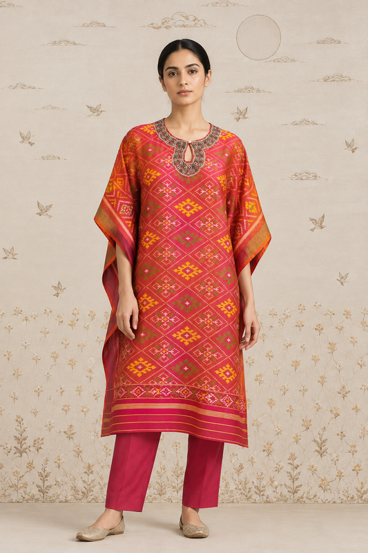 Ikat Ruby Kaftan Set