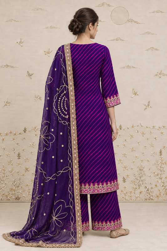 Gulnaar Leheriya Kurta Set