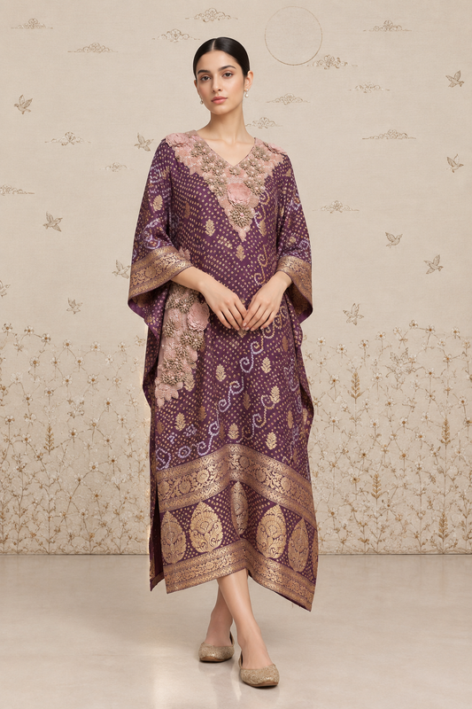 Gulbahar Bandhani Leheriya Kaftan
