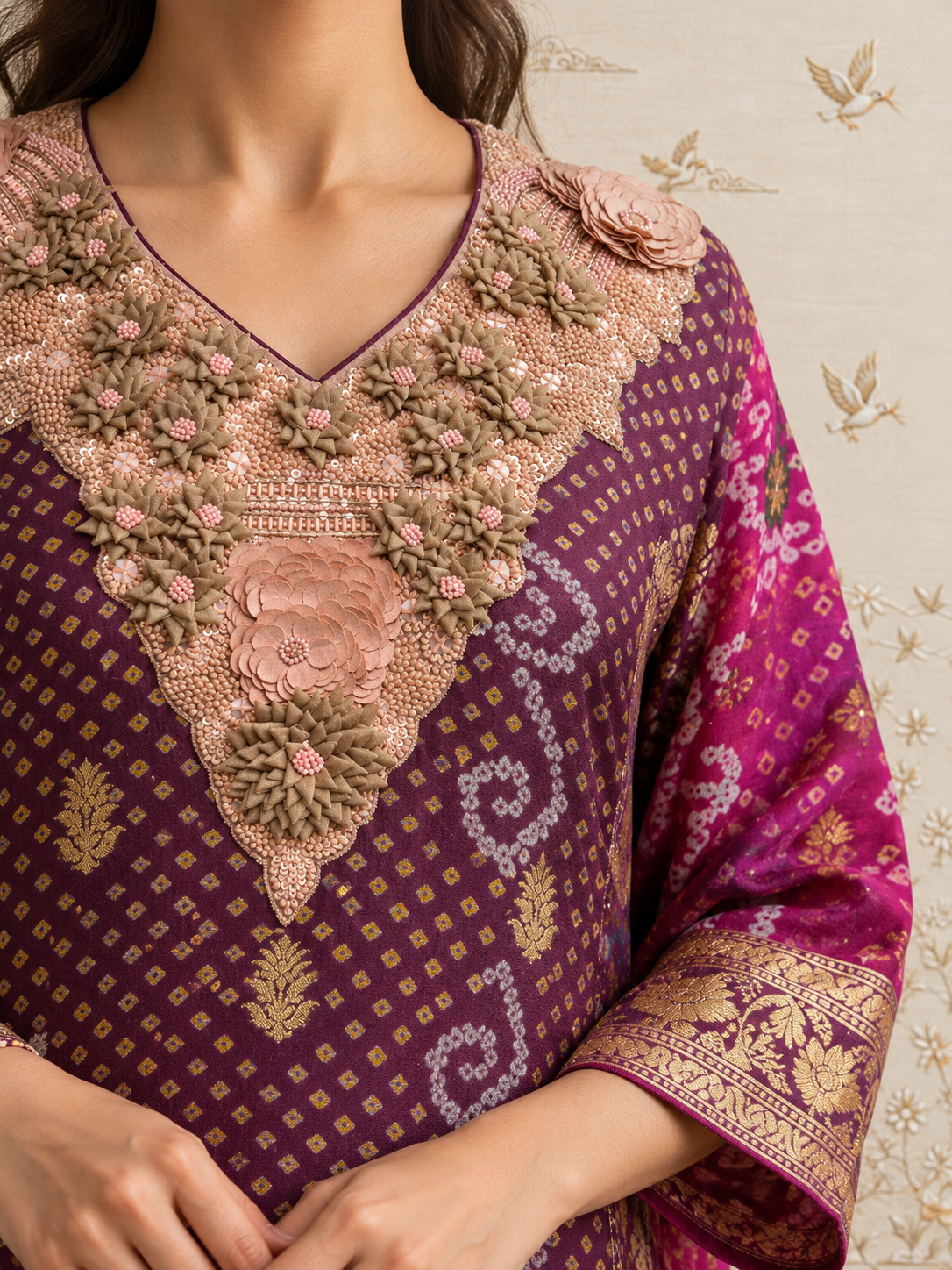 Gulbahar Bandhani Leheriya Kaftan