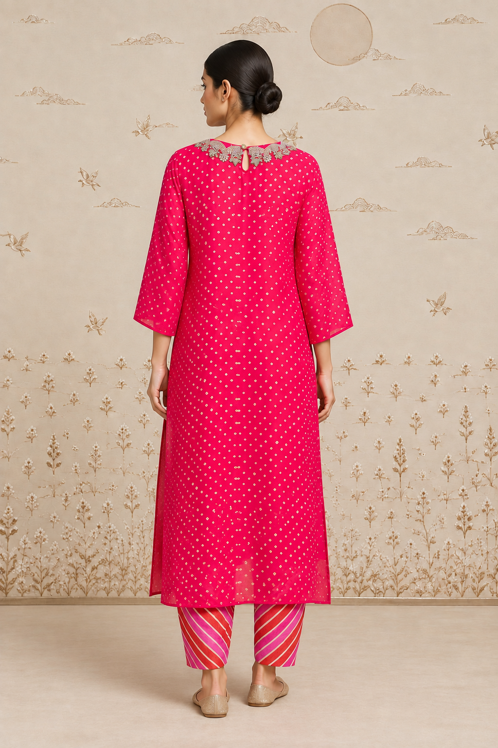 Gulrukh Bandhani Kaftan Set