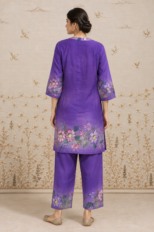 Rangprava Hand-Painted Silk Kurta Set