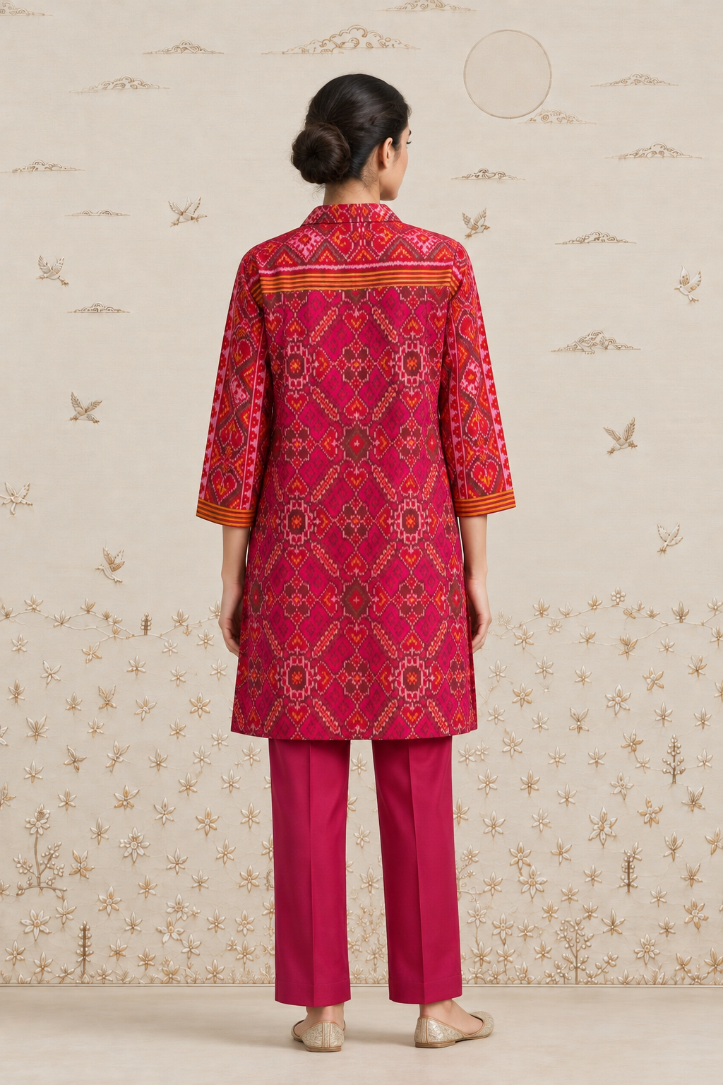 Crimson Ikat Kurta Set