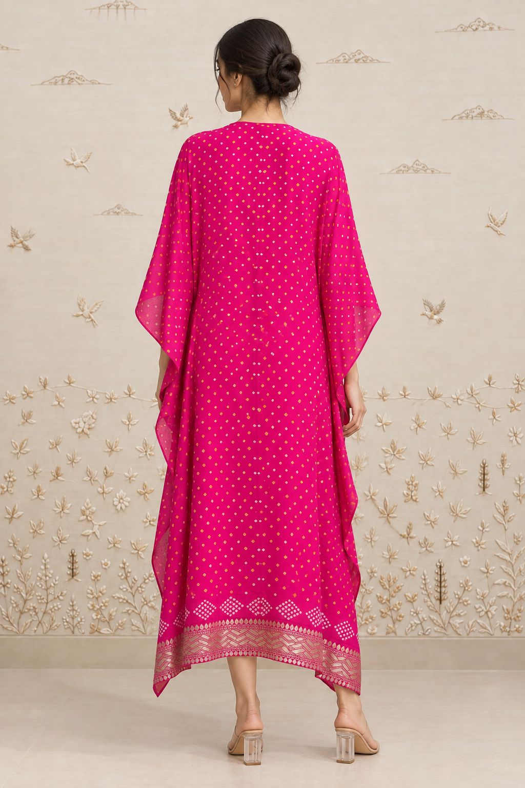 Gulab Bandhani Leheriya Kaftan