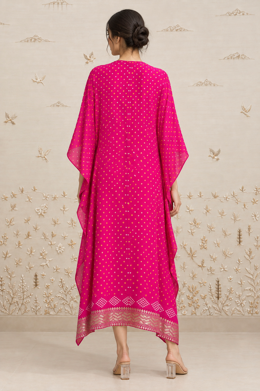 Gulab Bandhani Leheriya Kaftan