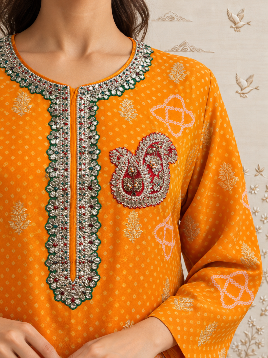 Zarika Bandhani Kaftan
