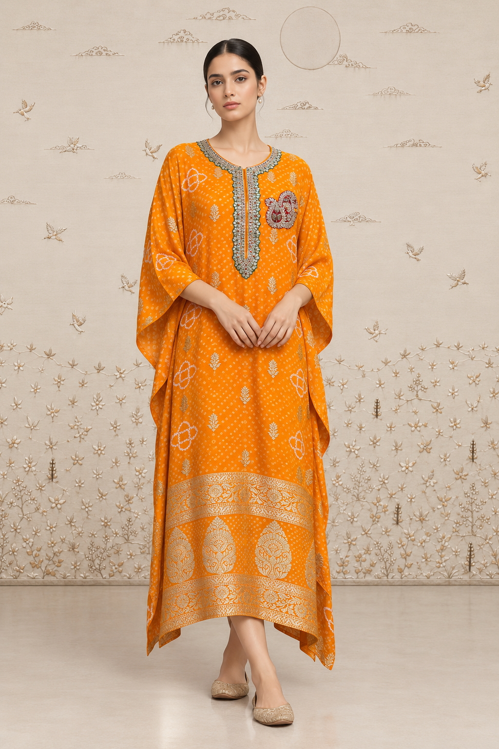 Zarika Bandhani Kaftan