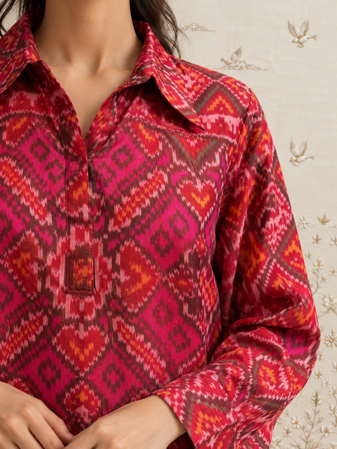 Crimson Ikat Kurta Set