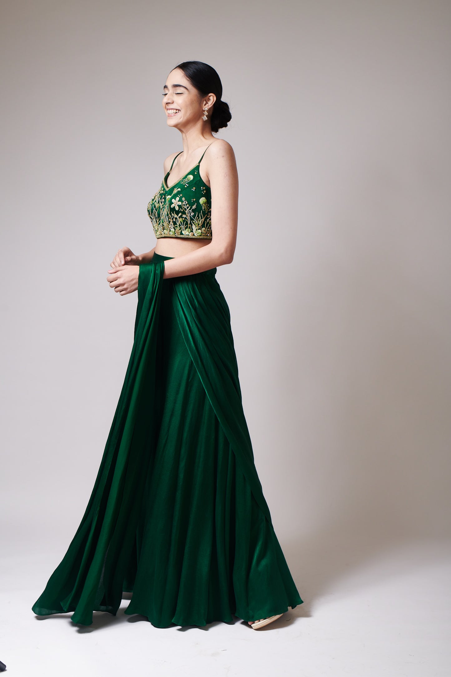 Emerald Grace Drape Saree