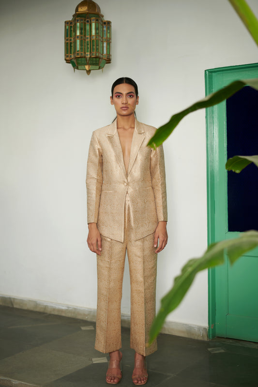 Gold Brocade Jacket Set