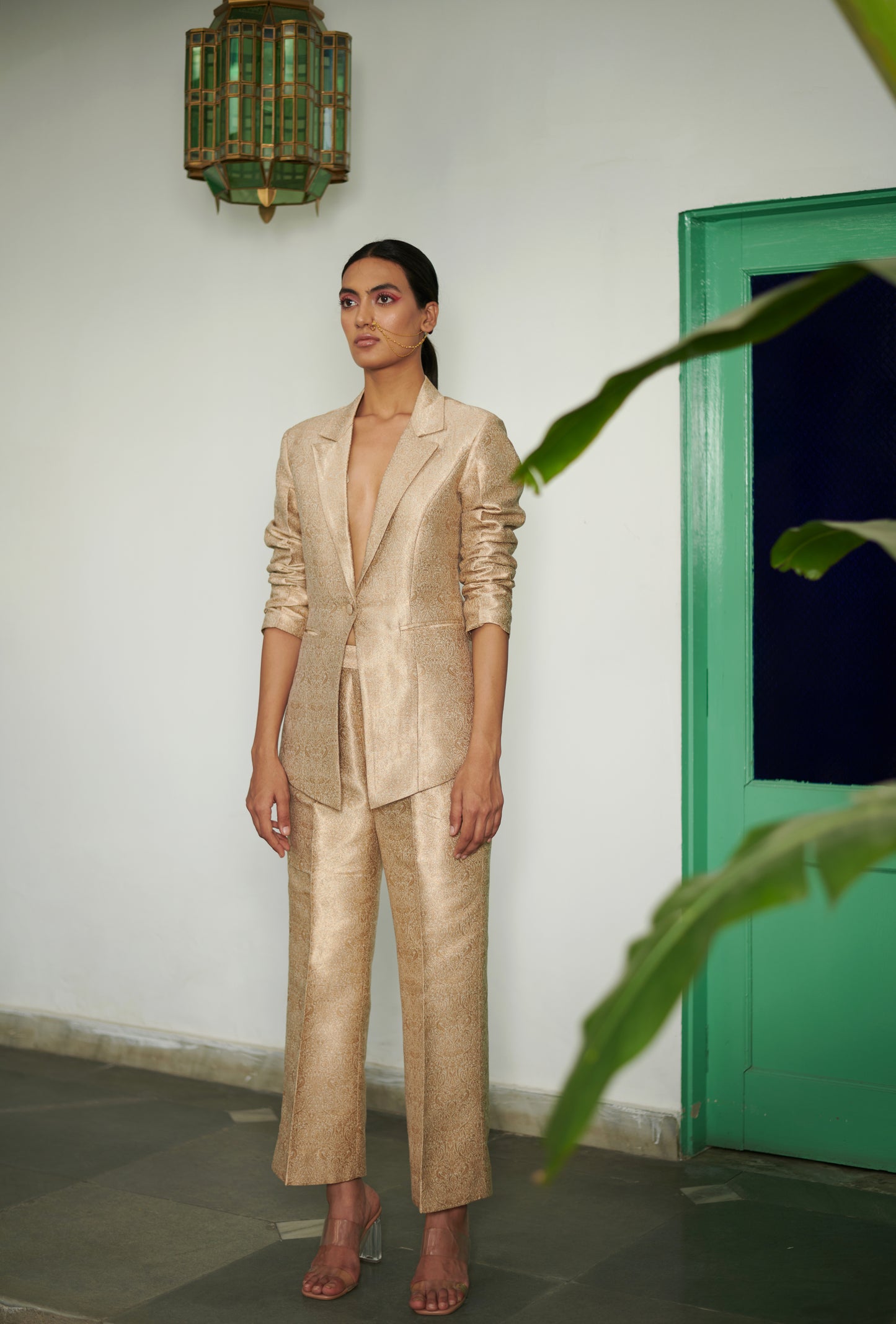 Gold Brocade Jacket Set