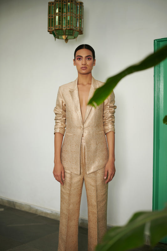 Gold Brocade Jacket Set