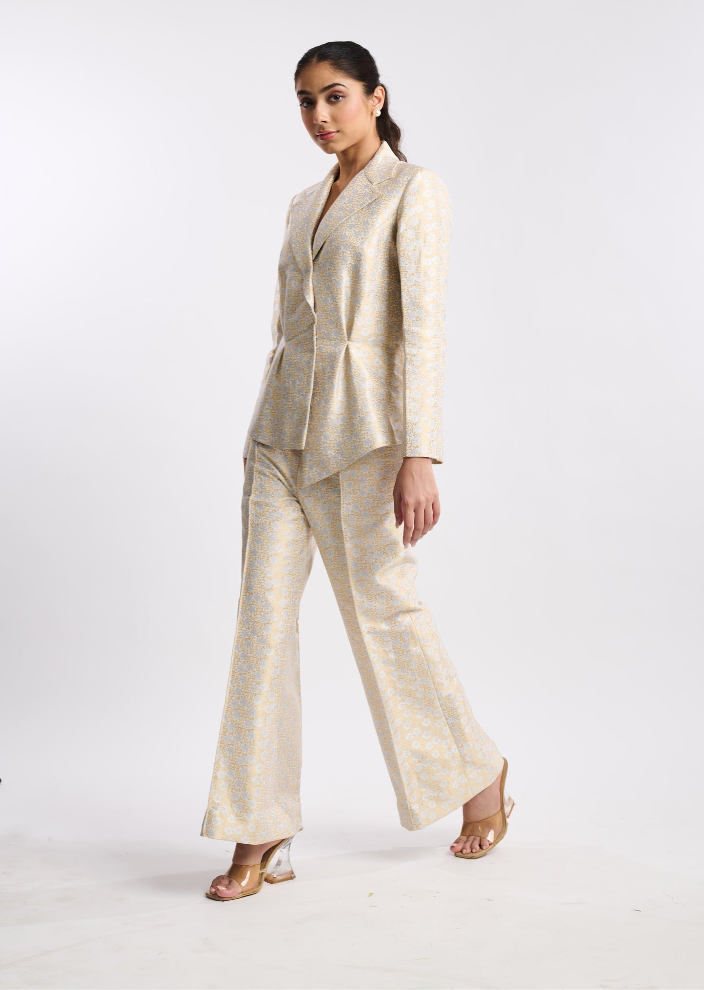 Ivory Rosette Brocade Suit