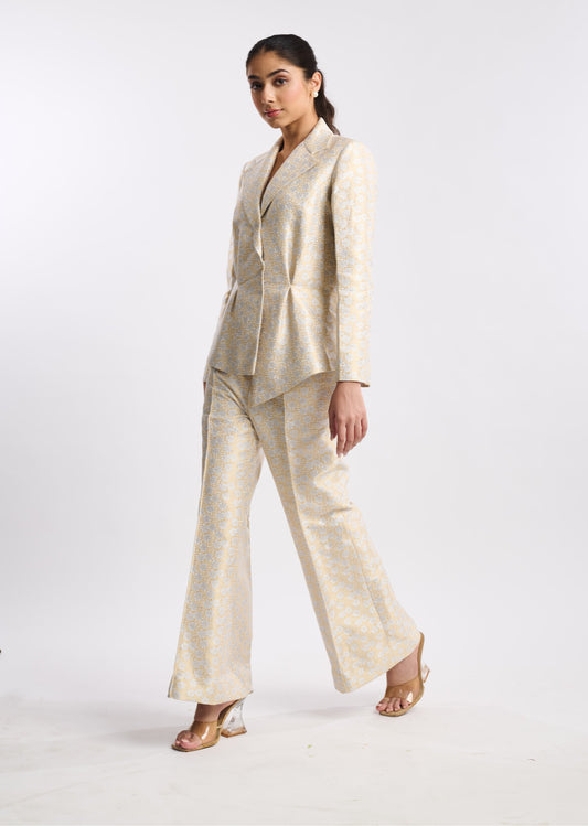 Ivory Rosette Brocade Suit