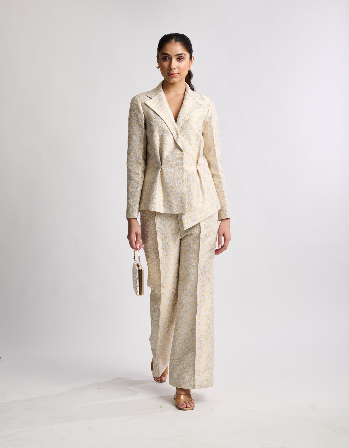 Ivory Rosette Brocade Suit